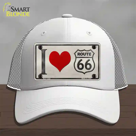 I Love Route 66 Novelty License Plate Hat Mesh / White