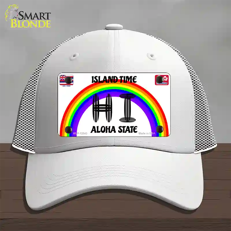 Hawaii Surfboard Novelty License Plate Hat Mesh / White