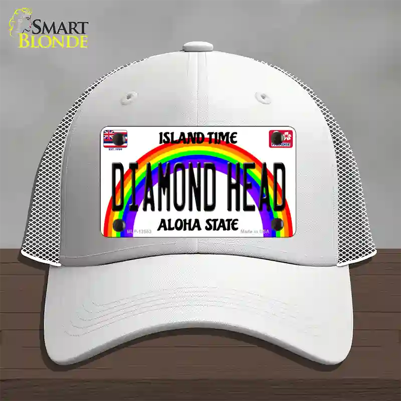 Diamond Head Hawaii Novelty License Plate Hat Mesh / White