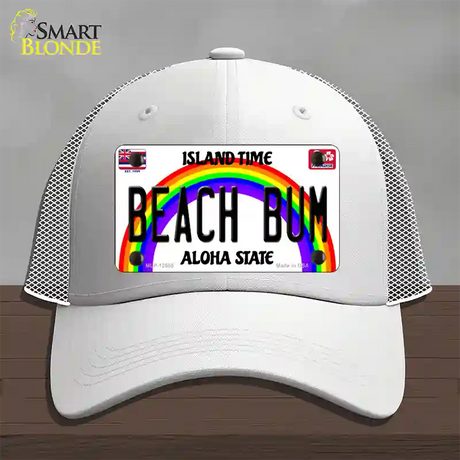 Beach Bum Hawaii Novelty License Plate Hat Mesh / White