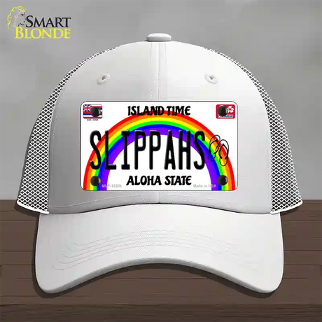 Slippahs Hawaii Novelty License Plate Hat Mesh / White