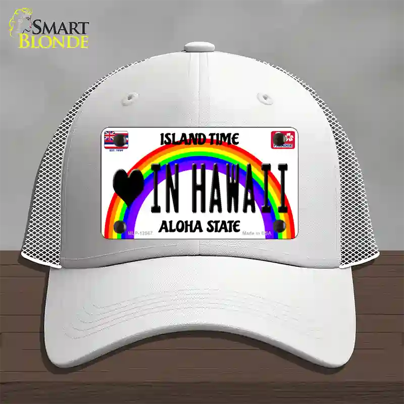 Love In Hawaii Novelty License Plate Hat Mesh / White