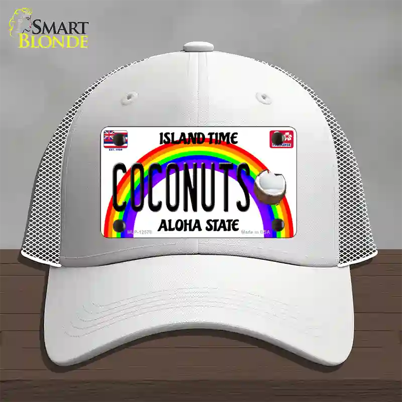 Coconuts Hawaii Novelty License Plate Hat Mesh / White