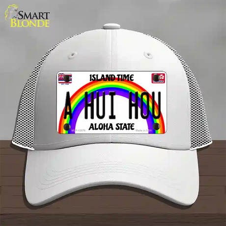 A Hui Hou Hawaii Novelty License Plate Hat Mesh / White