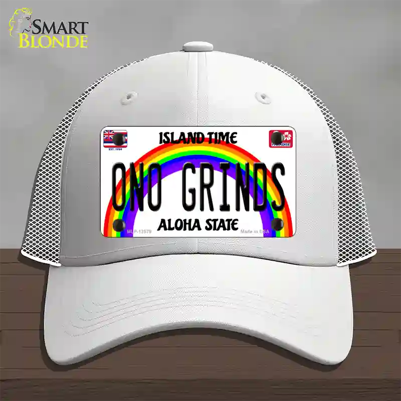 Ono Grinds Hawaii Novelty License Plate Hat Mesh / White