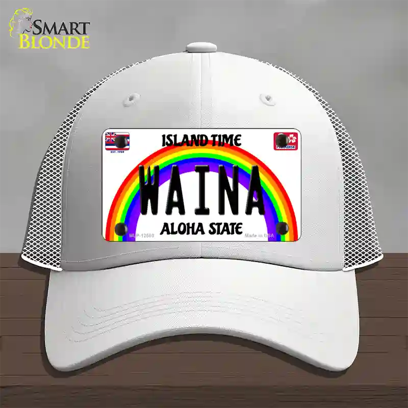 Waina Hawaii Novelty License Plate Hat Mesh / White