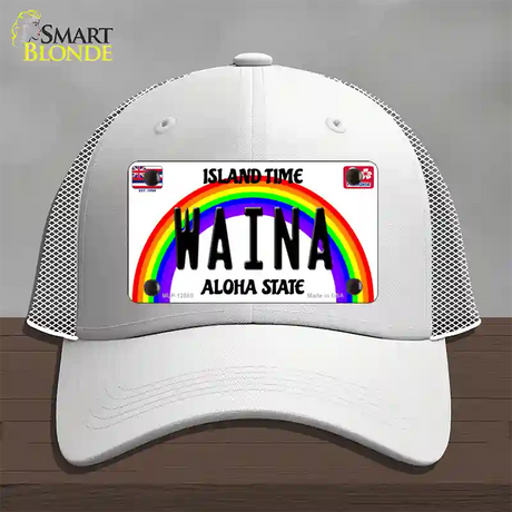 Waina Hawaii Novelty License Plate Hat Mesh / White