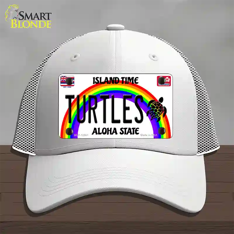 Turtles Hawaii Novelty License Plate Hat Mesh / White