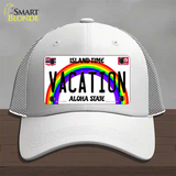 Vacation Hawaii Novelty License Plate Hat Mesh / White