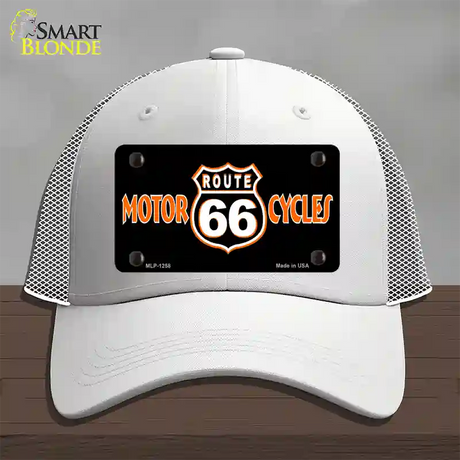 Route 66 Motorcycles Novelty License Plate Hat Mesh / White