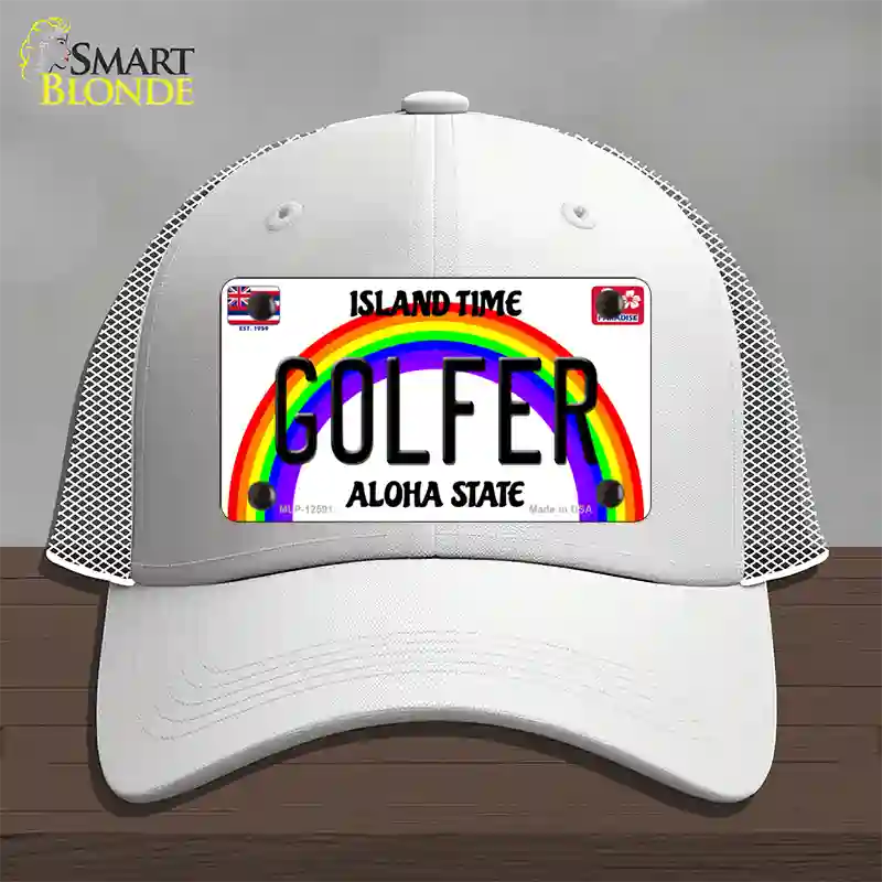 Golfer Hawaii Novelty License Plate Hat Mesh / White