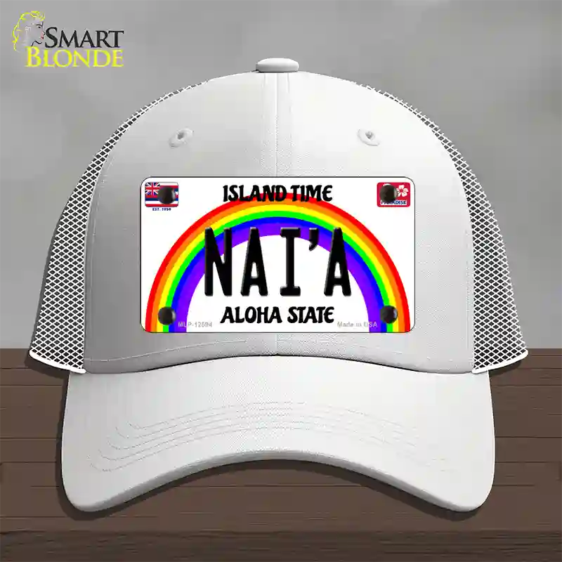 Naia Hawaii Novelty License Plate Hat Mesh / White