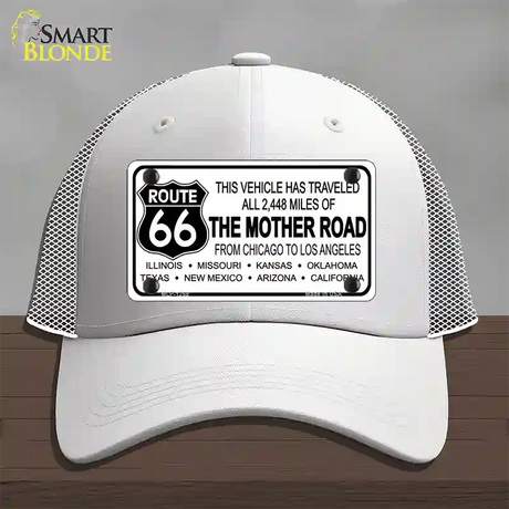 Route 66 The Mother Road Novelty License Plate Hat Mesh / White