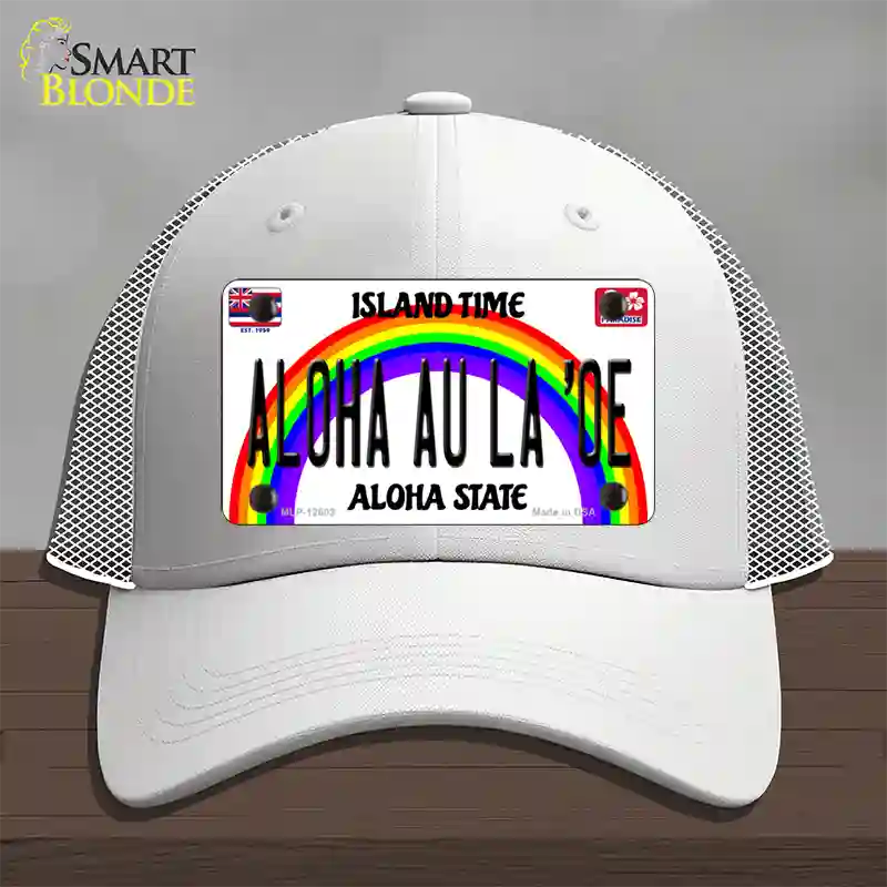 Aloha Au La Oe Hawaii Novelty License Plate Hat Mesh / White