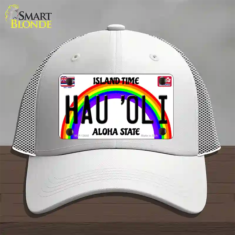 Hau Oli Hawaii Novelty License Plate Hat Mesh / White