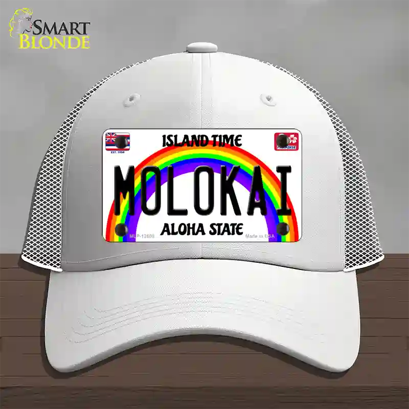 Molokai Hawaii Novelty License Plate Hat Mesh / White