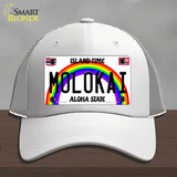 Molokai Hawaii Novelty License Plate Hat Mesh / White