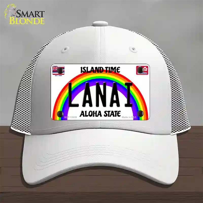 Lanai Hawaii Novelty License Plate Hat Mesh / White