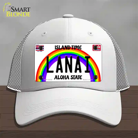 Lanai Hawaii Novelty License Plate Hat Mesh / White