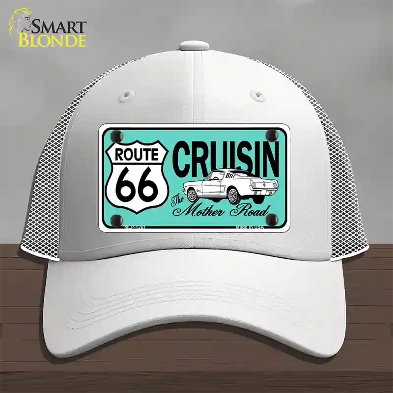 Route 66 Retro Cruisin Novelty License Plate Hat Mesh / White