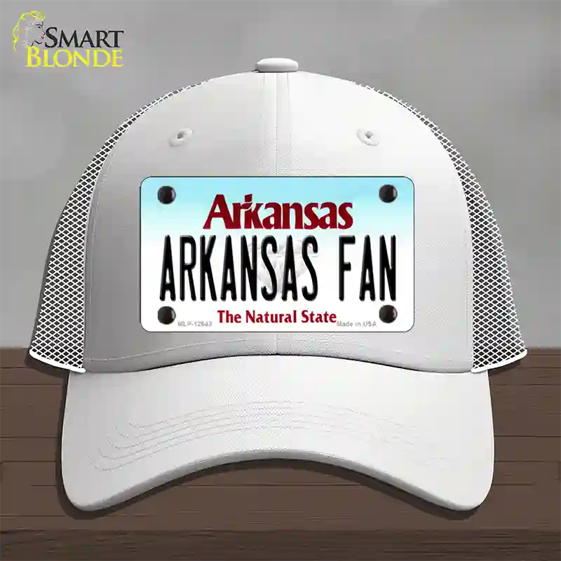 Arkansas Fan Novelty License Plate Hat Mesh / White