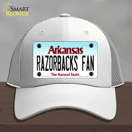 Razorbacks Fan Novelty License Plate Hat Mesh / White