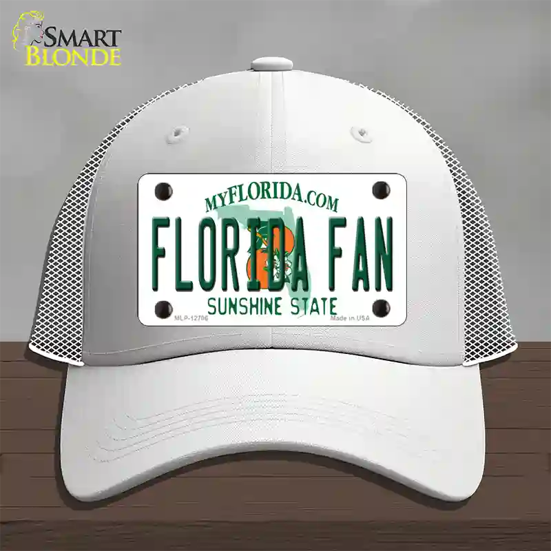 Florida Fan Novelty License Plate Hat Mesh / White