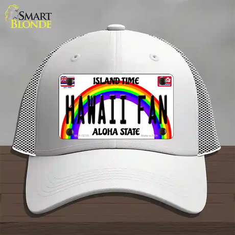 Hawaii Fan Novelty License Plate Hat Mesh / White