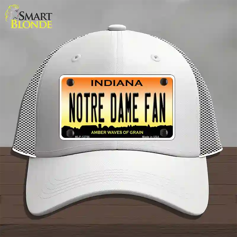 Notre Dame Fan Novelty License Plate Hat Tag Mesh / White