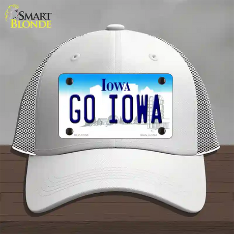 Go Iowa Novelty License Plate Hat Tag Mesh / White