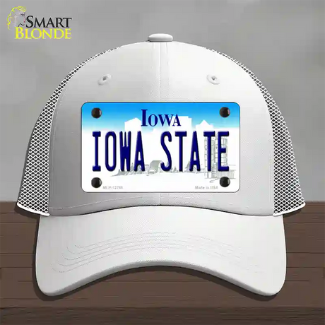 Iowa State Novelty License Plate Hat Tag Mesh / White