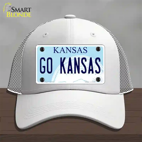 Go Kansas Novelty License Plate Hat Tag Mesh / White