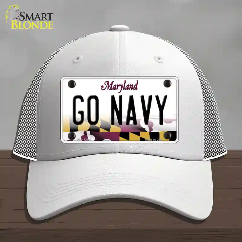 Go Navy Novelty License Plate Hat Tag Mesh / White