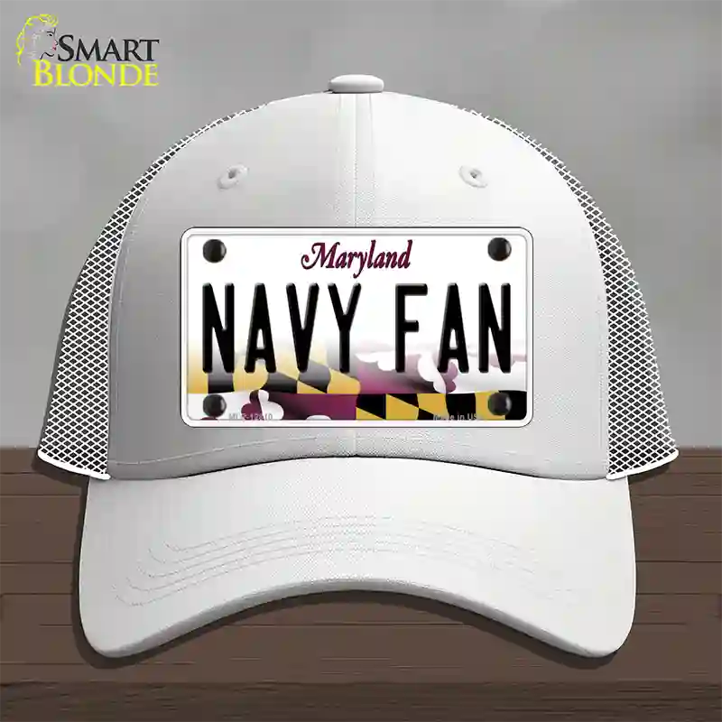 Navy Fan Novelty License Plate Hat Tag Mesh / White