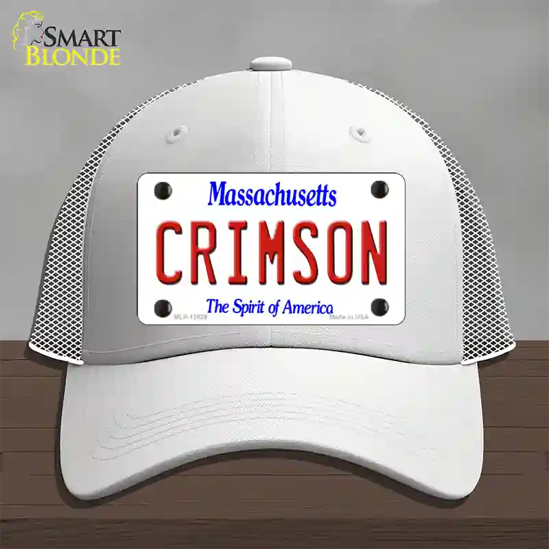 Crimson Novelty License Plate Hat Mesh / White