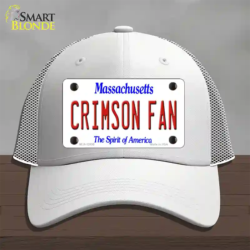 Crimson Fan Novelty License Plate Hat Mesh / White