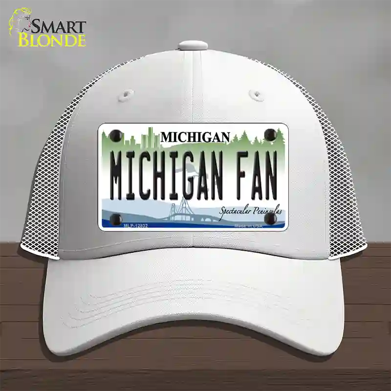 Michigan Fan Novelty License Plate Hat Mesh / White