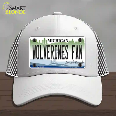 Wolverines Fan Novelty License Plate Hat Mesh / White