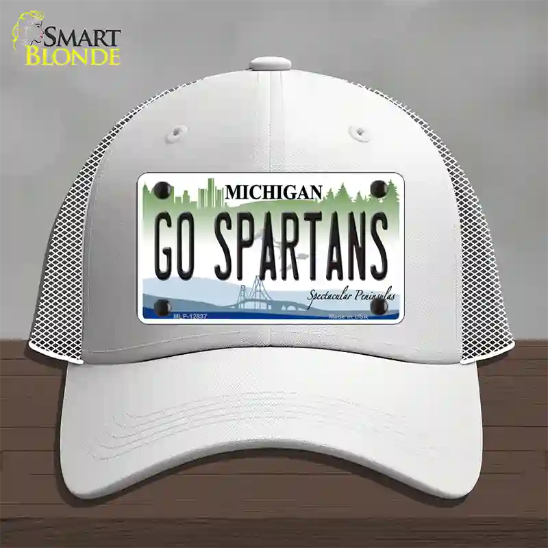 Go Spartans Novelty License Plate Hat Mesh / White