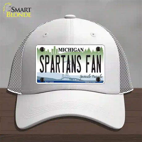 Spartans Fan Novelty License Plate Hat Mesh / White