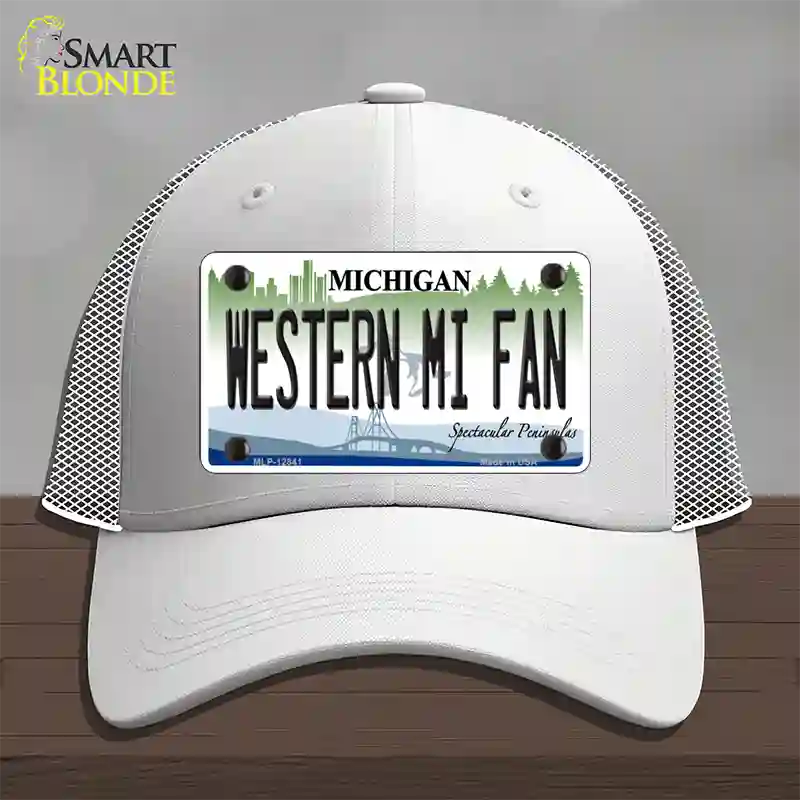 Western Michigan Fan Novelty License Plate Hat Mesh / White