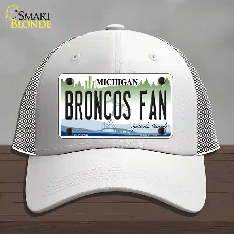 Broncos Fan Michigan Novelty License Plate Hat Mesh / White