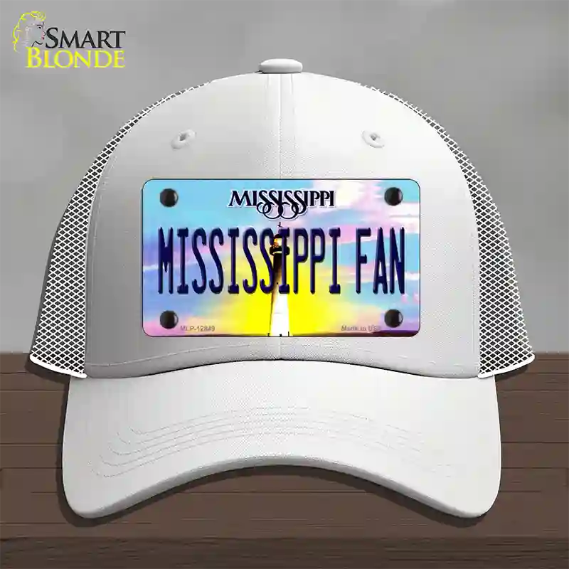 Mississippi Fan Novelty License Plate Hat Mesh / White