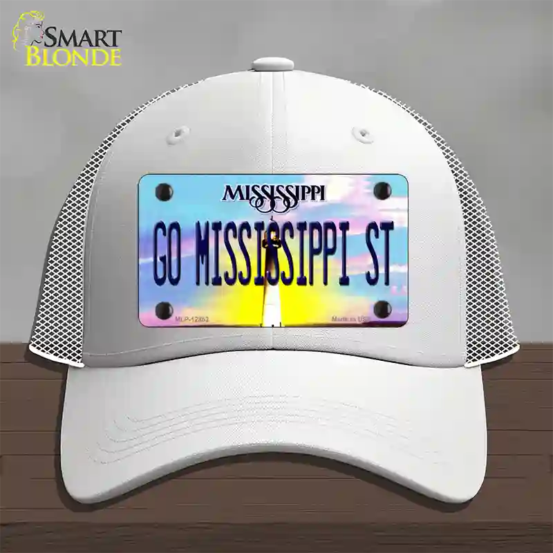 Go Mississippi State Novelty License Plate Hat Mesh / White