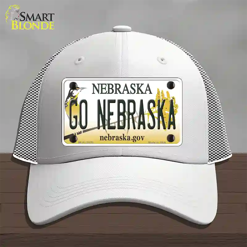 Go Nebraska Novelty License Plate Hat Mesh / White