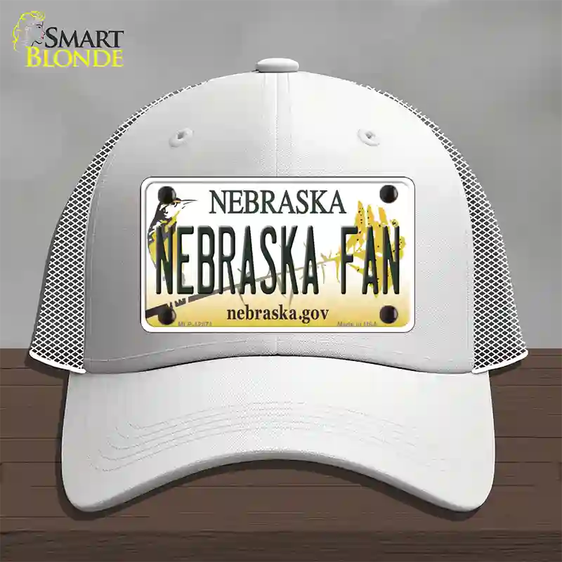 Nebraska Fan Novelty License Plate Hat Mesh / White