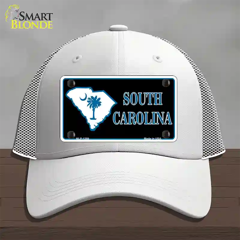 South Carolina Flag Novelty License Plate Hat Mesh / White