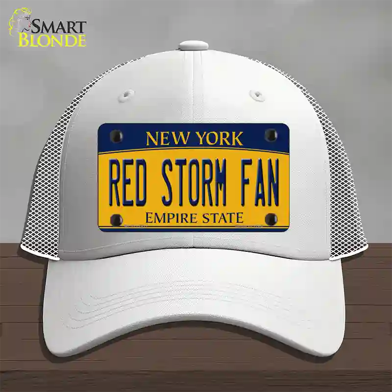 Red Storm Fan Novelty License Plate Hat Mesh / White