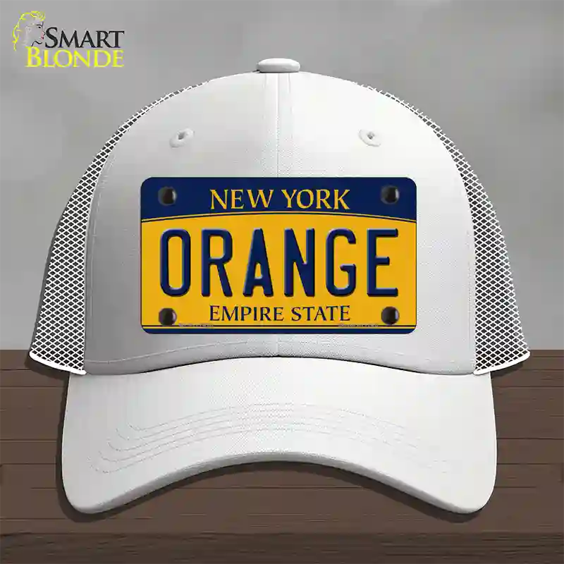 Orange Novelty License Plate Hat Mesh / White