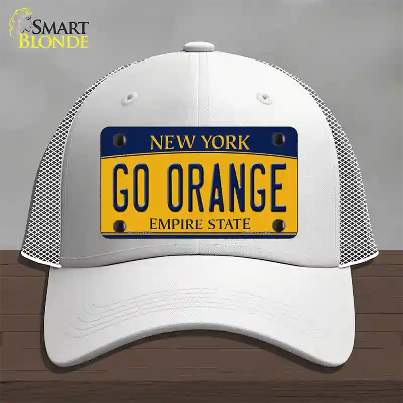 Go Orange Novelty License Plate Hat Mesh / White